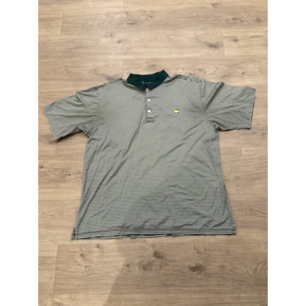The Masters Shirt Men's Golf Polo Green Striped Amen Corner Pima Cotton Size XXL